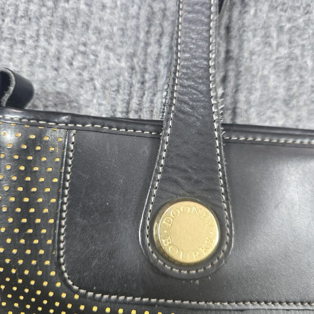 Vintage Dooney & Bourke Tote Bag‎ Womens Black Perforated Leather Made in USA